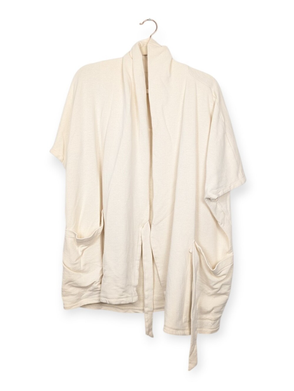 Eileen Fisher Organic Cotton Linen Open Front Cardigan Ivory Short Size OS